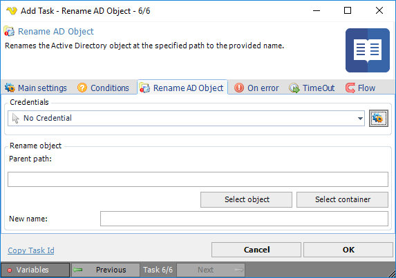 TaskActivedirectoryRenameADObject