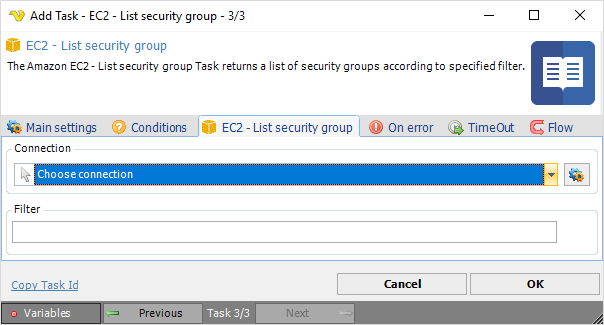 TaskAmazonEC2Listsecuritygroup