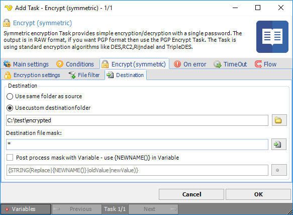 TaskEncryptSymmetricDestination
