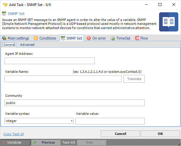 TaskSNMPSetGeneral