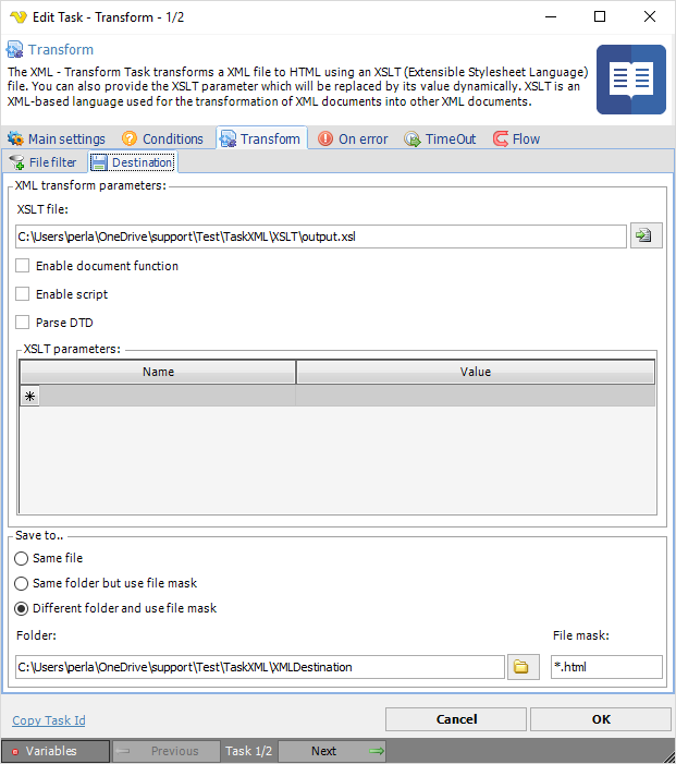 TaskXMLTransformDestination
