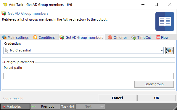 TaskActivedirectoryGetADGroupmembers