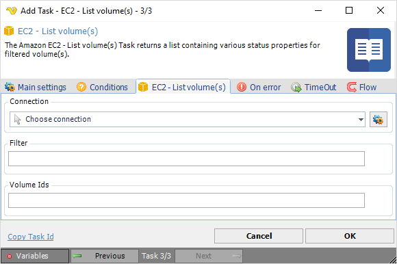 TaskAmazonEC2Listvolumes