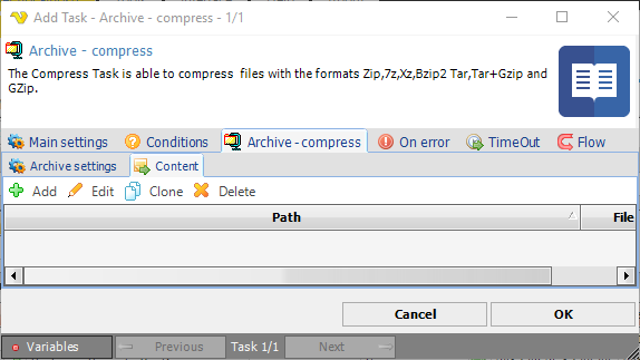 TaskFileArchivesCompressContent