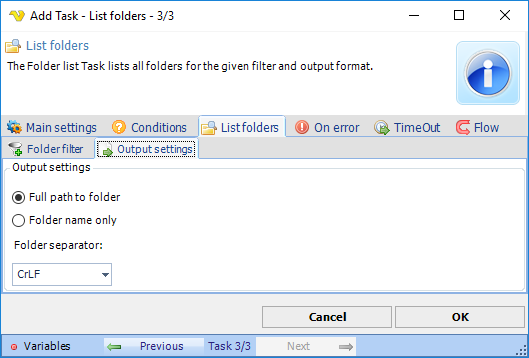 TaskFileListfoldersOutputsettings