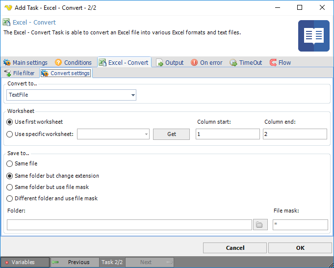 TaskOfficeExcelConvertConvertsettings