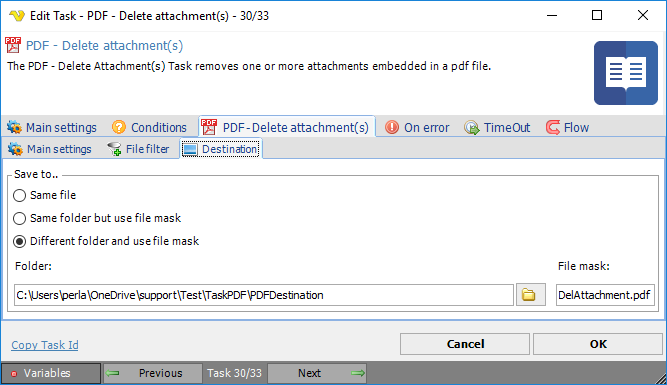 TaskPDFDeleteAttachmentsDestination