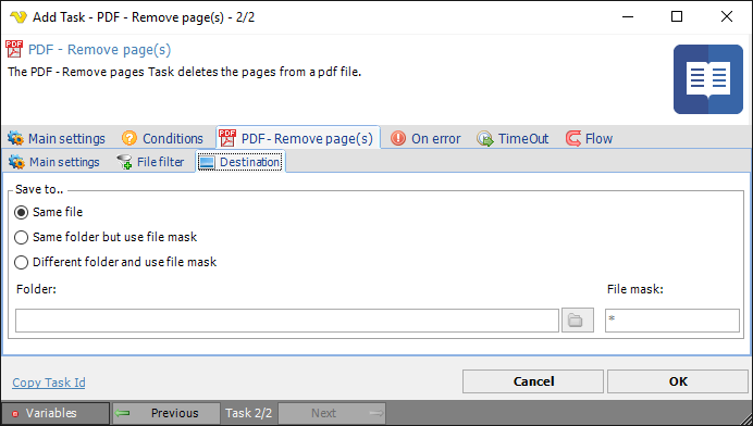 taskpdfremovepagesdestination
