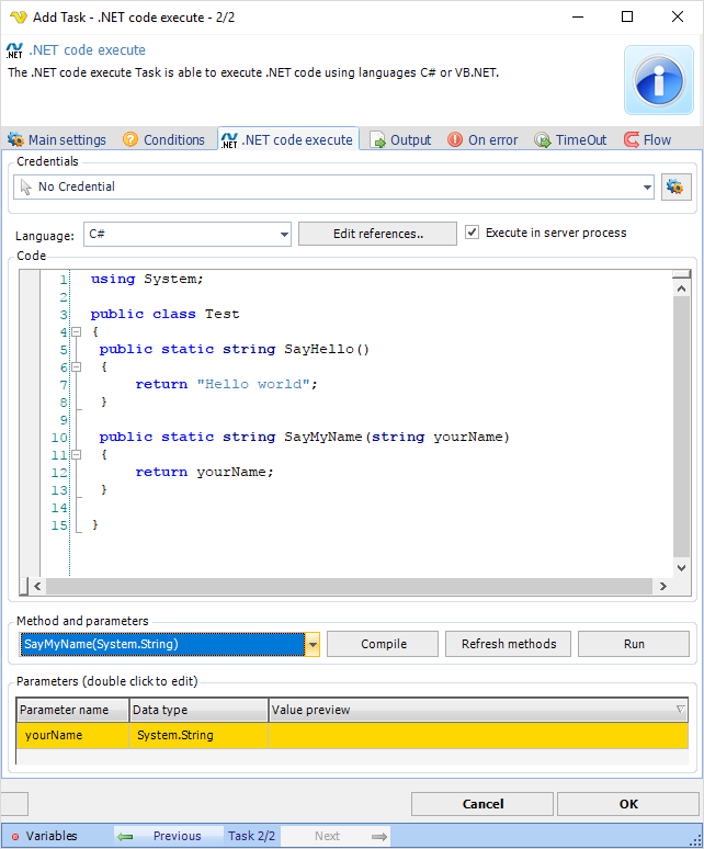 TaskProcessNETcodeexecute