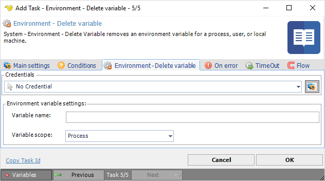 TaskSystemEnvironmentDeletevariable