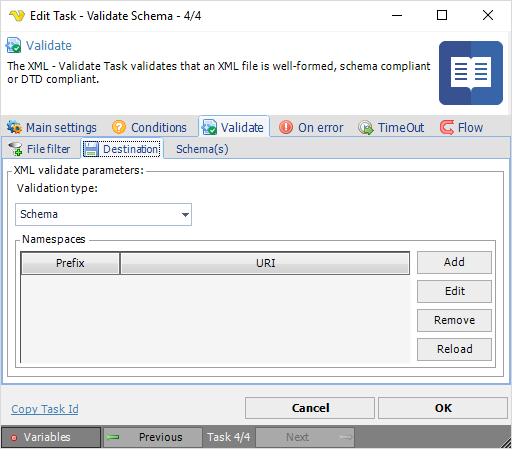 TaskXMLValidateDestinationSchema