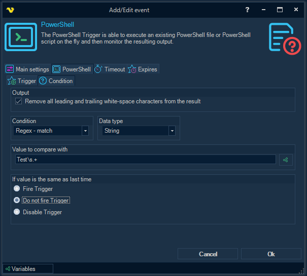 TriggerEventPowerShellCondition